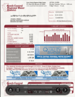 Ediable Utility Bills USA North Dakota South Central Region Water District Water Bill Blank Template
