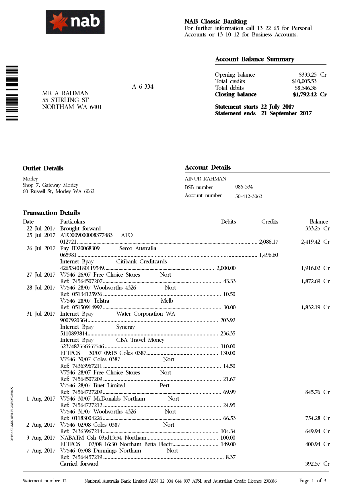 468756825-3063-20170921-statement-pdf_1 Bank Statement National Australia Bank pdf Template