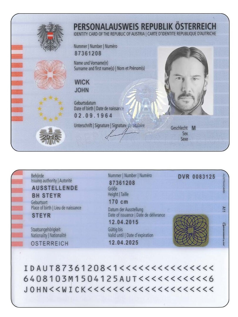 Austria ID Card Template