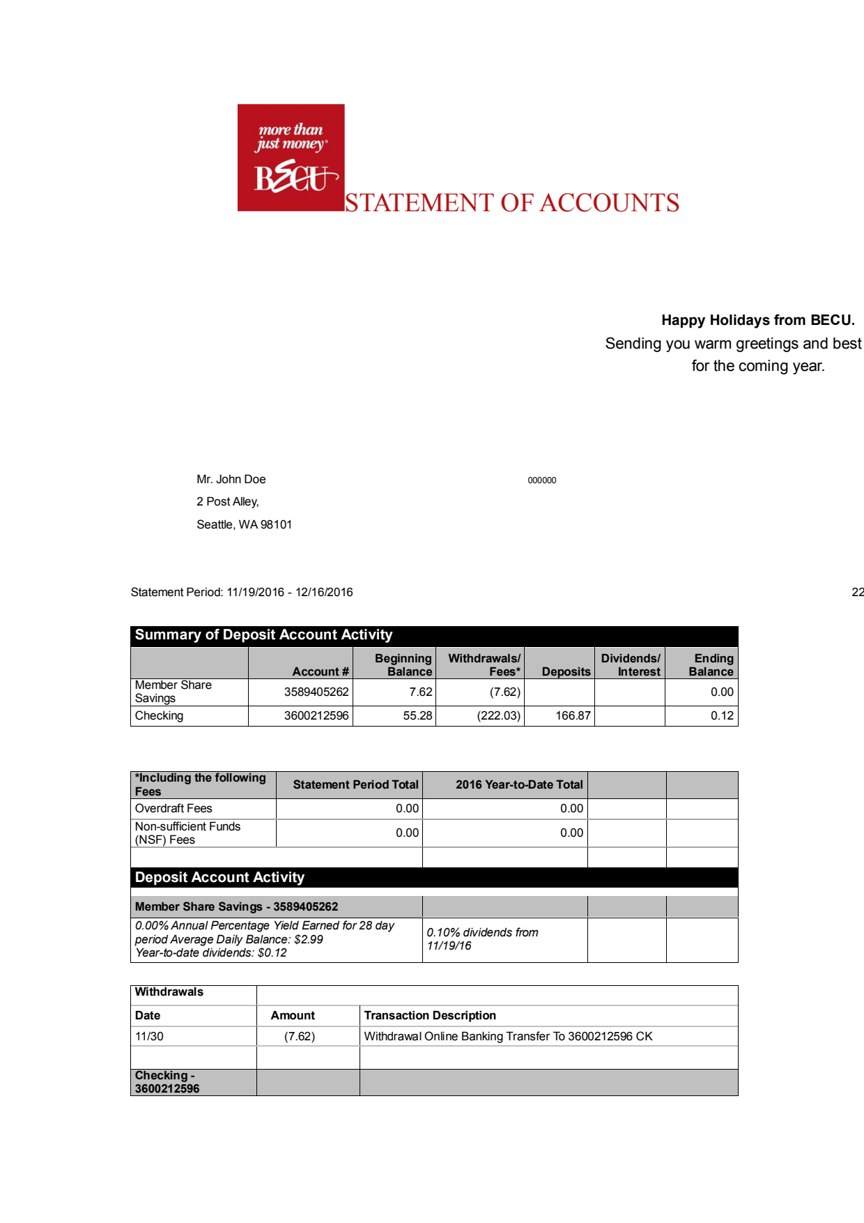 BECU-Bank-Statement_1 Bank Statement BECU Bank Word Template
