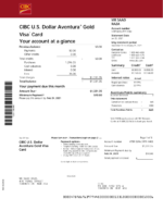 Bank Statement CIBC Bank Gold Visa Card Statement Template pdf