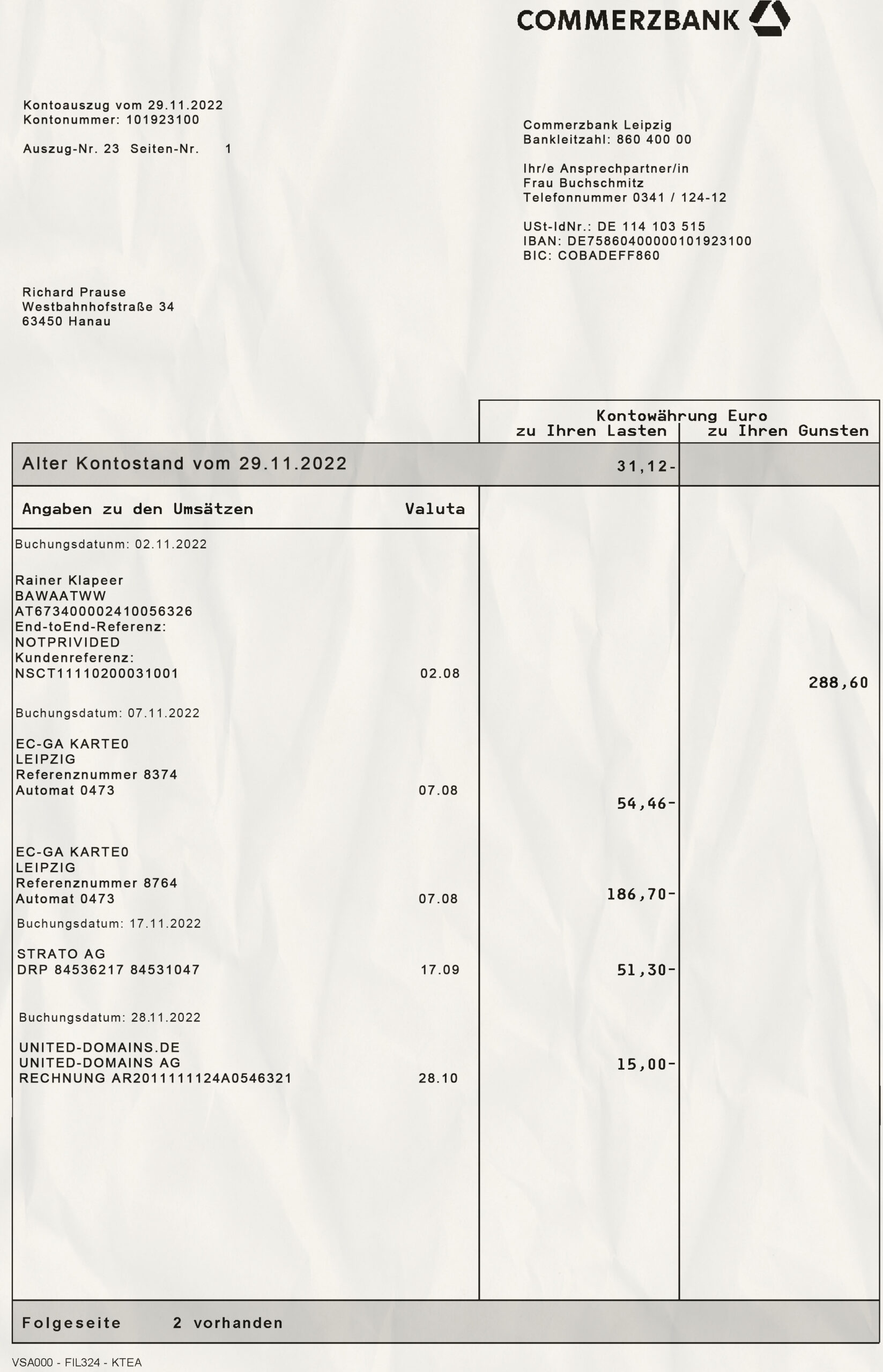 Bank Statement-CommerzBank-PSD Bank Statement CommerzBank