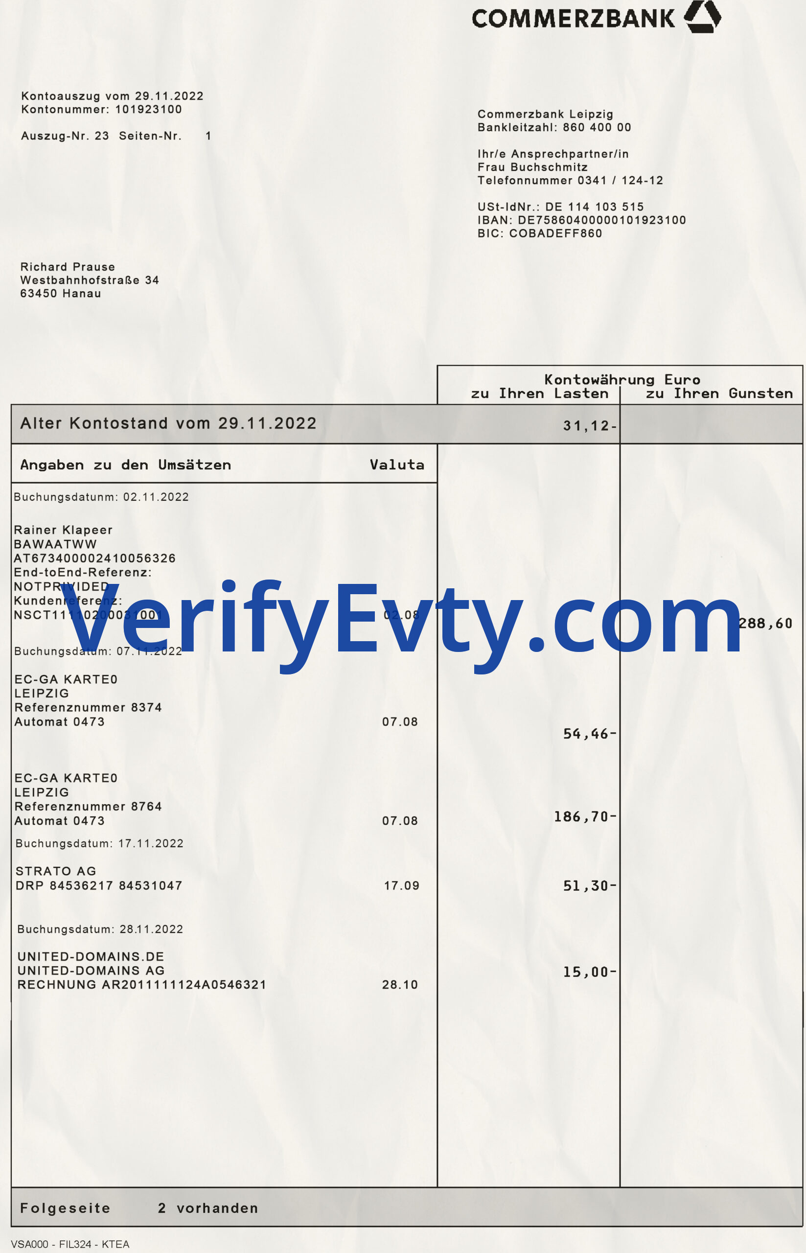 Bank Statement-CommerzBank-PSD Bank Statement CommerzBank