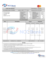 Bank Statement NCC BANK Mastercard word Template