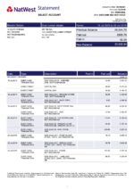 Bank Statement NatWest Bank Word Template