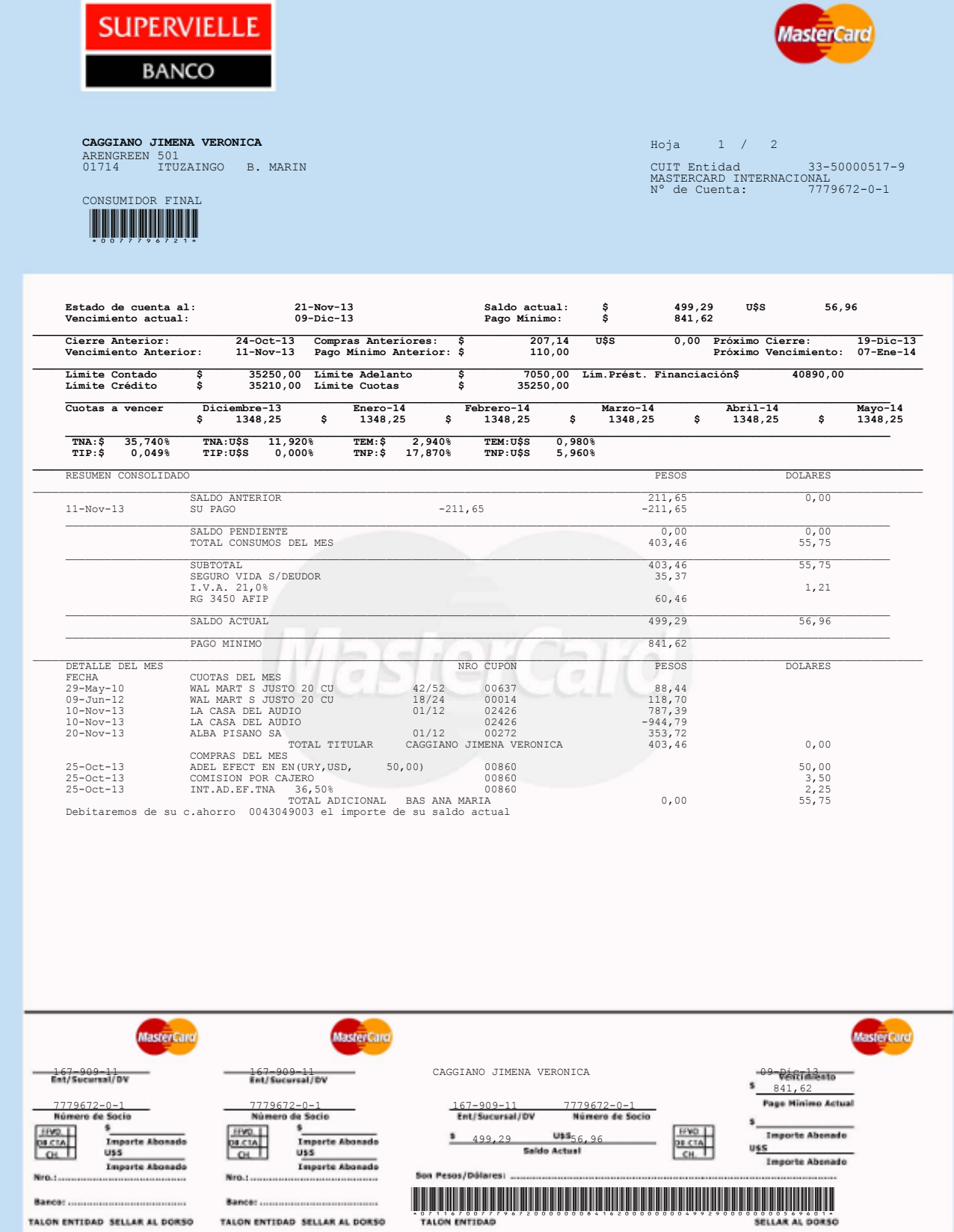 Bank Statement-Supervielle Banco-Argentine-pdf_1 Bank Statement Supervielle Banco Argentine pdf Template