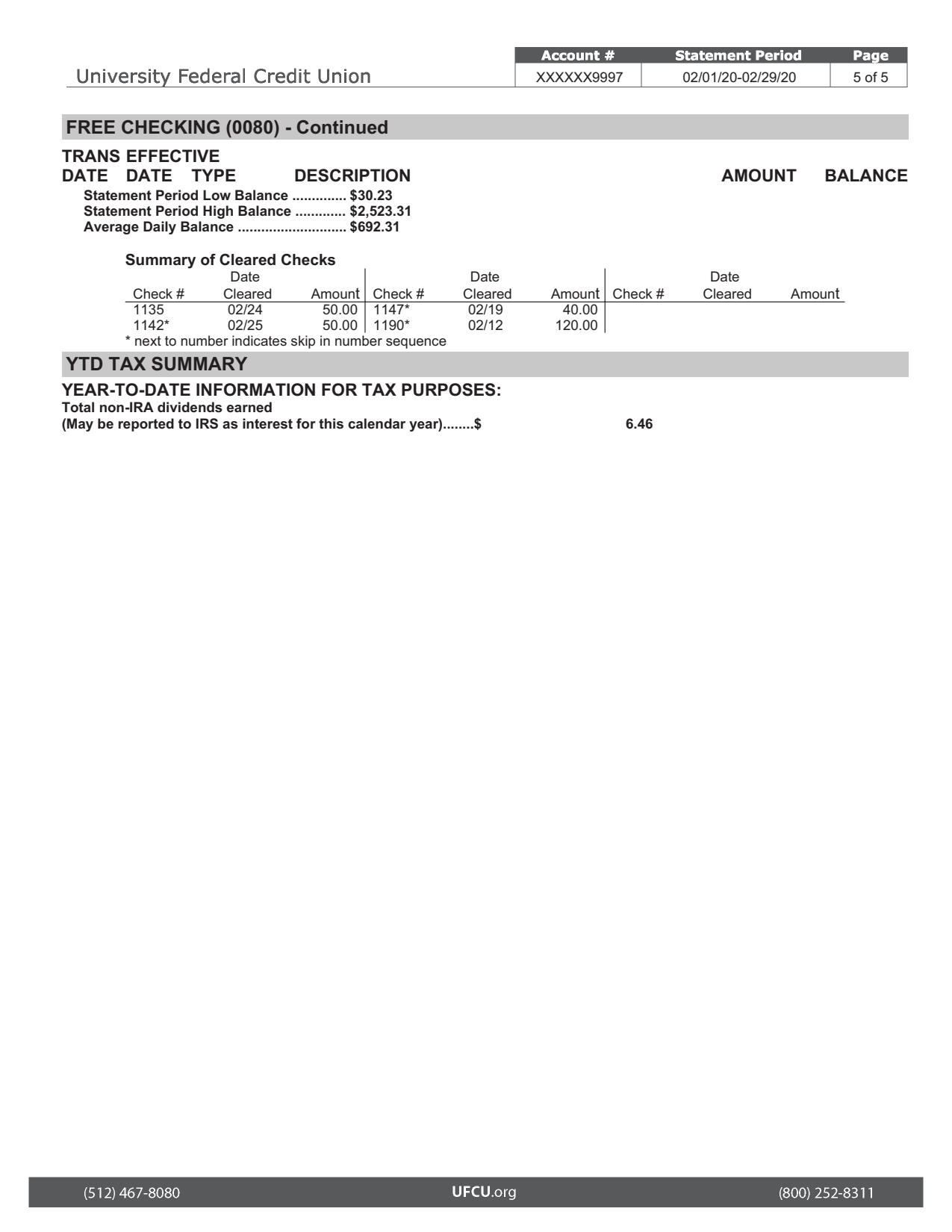 Bank Statement-USA-Texas-University Federal Credit Union-pdf_5 Bank Statement USA Texas University Federal Credit Union-pdf