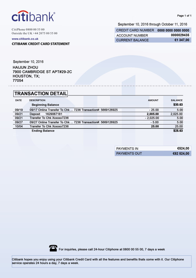 C Statement (2) Bank Statement Citibank Cheque V1&2&3