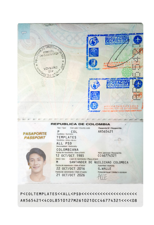 COLUMBIA_PP (2) Colombia Passport Template Photo Picture Template