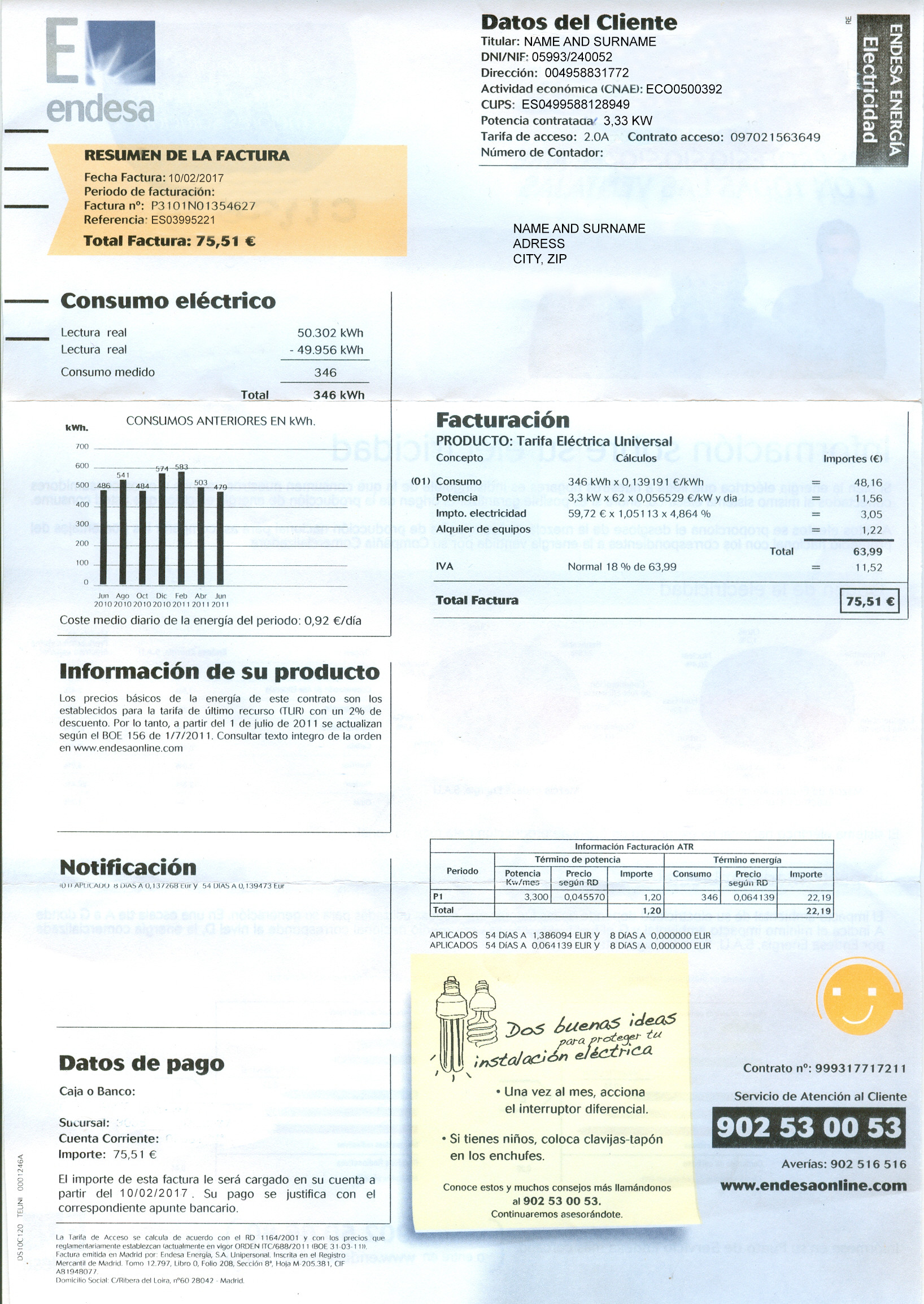 Chile & Spain-Utility_Electricity Bill-Endesa