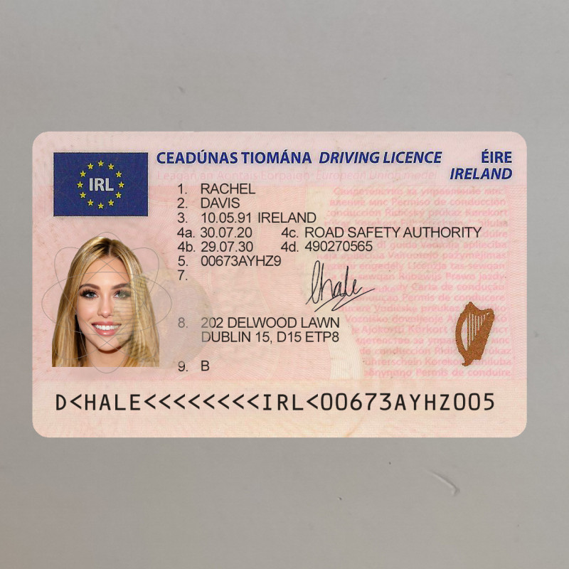 DL-Ireland-V1(Front) (2) Ireland Driver's License USA Driver License Template