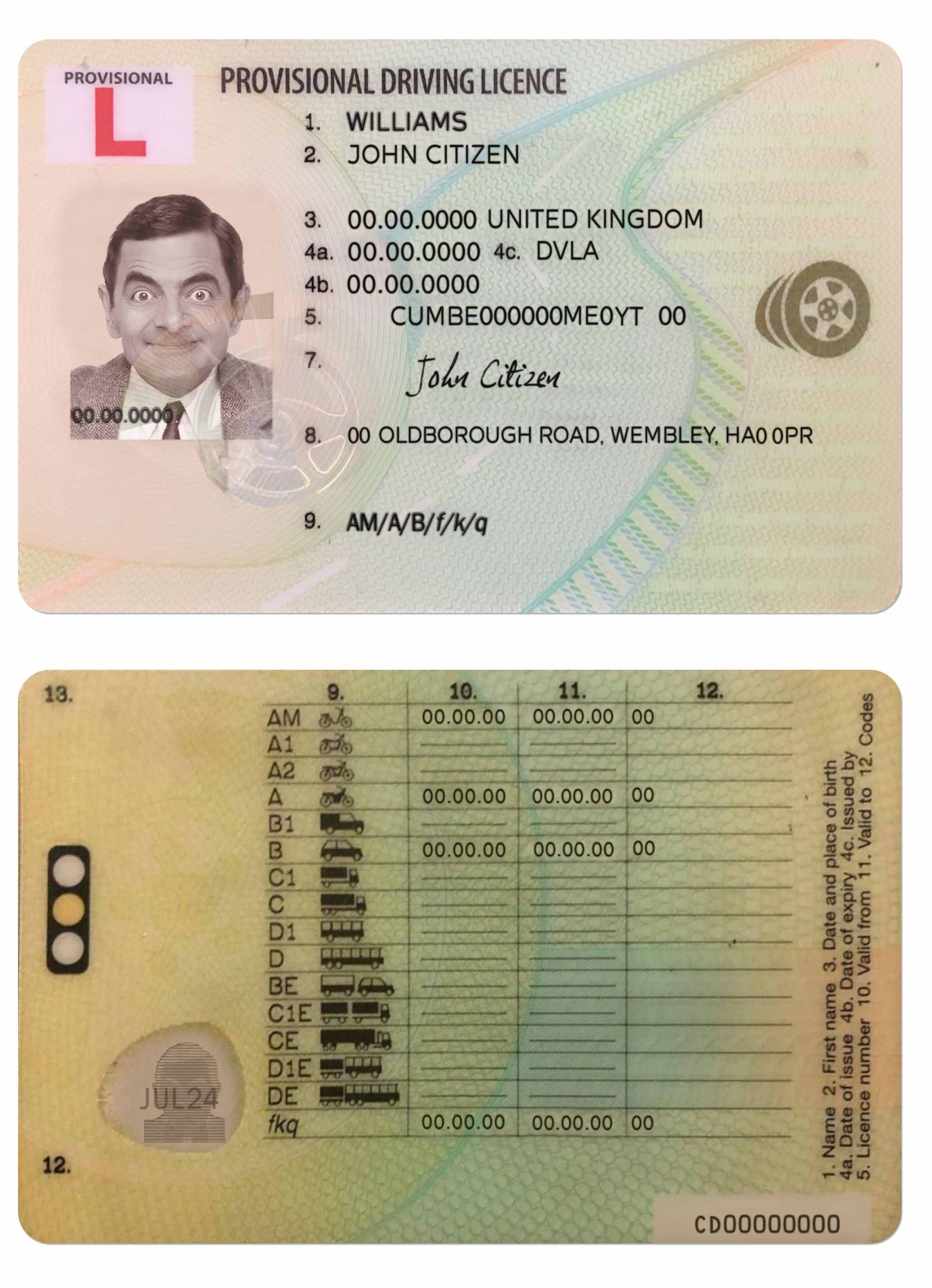 DL-UK-Provisional Driving License