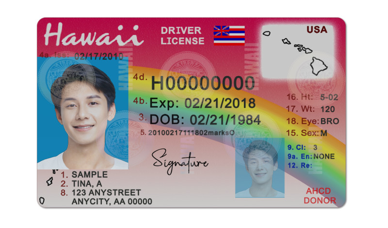 DL-US-Hawaii-V3 US Hawaii Driver's License USA Driver License Template V1&2&3