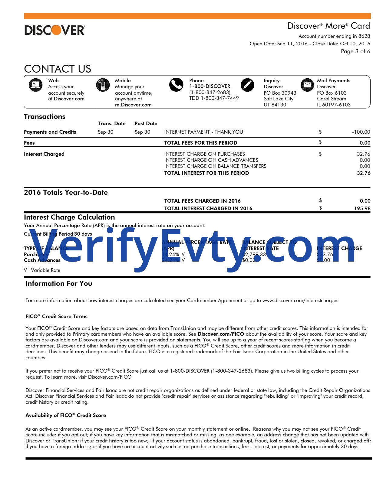 Discover Statement_3 Bank Statement Discover Credit Card Statement