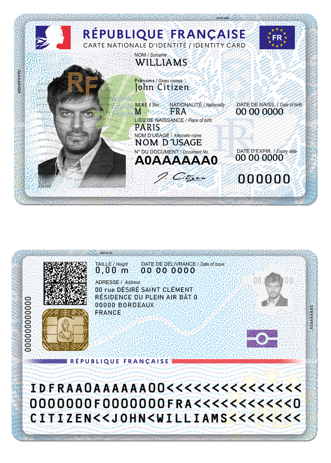 France New ID France ID CARD Template Design ID Card Template V1&V2&V3