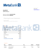 Bank Statement Metabank word PDF Template