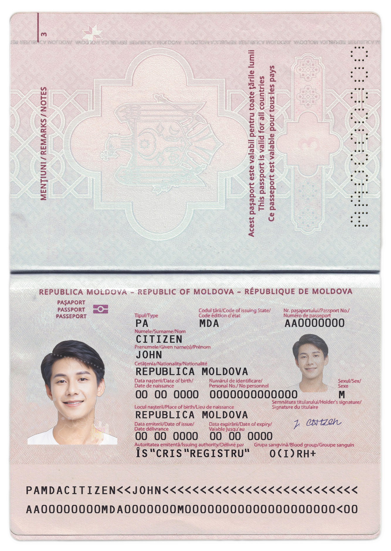 Moldova Passport V2 Moldova Passport Template Photo Picture Template V1&2