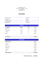 Paystub Generator Bluefield Corp Proof Template PDF
