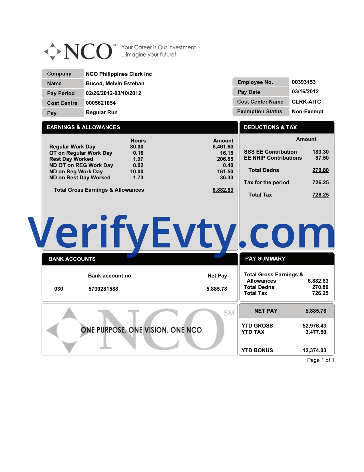 Paystub-NCO Philippines Clark-pdf_1 Paystub Generator NCO Philippines Clark Template PDF