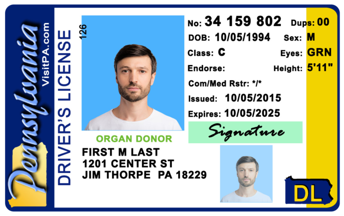 Pennsylvania (2) US Pennsylvania Driver's License Driver License Template V1&2