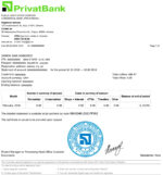 Bank Statement Ukraine Bank Statement (Privat Bank)