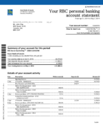 Bank Statement Canada RBC Bank Word Template