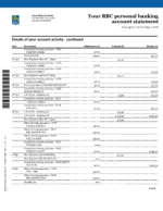Bank Statement Canada RBC Bank Word Template