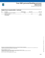 Bank Statement Canada RBC Bank Word Template
