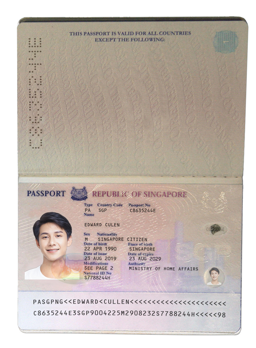 Singapore Passport PSD Template