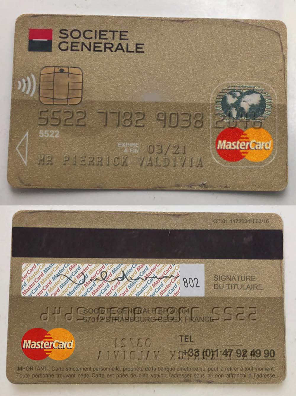 Societe Generale Bank Mastercard Gold Card