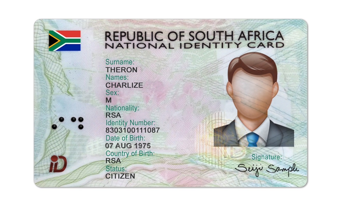 South Africa ID Card Front & Back
