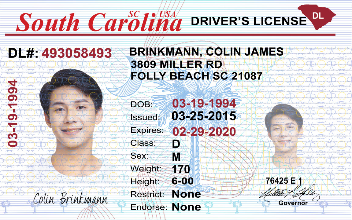 South Carolina V1 (2) US South Carolina Driver's License US Driver License Template V1&2&3