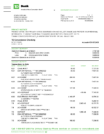 Bank Statement TD Bank Statement (USA) word&pdf Template