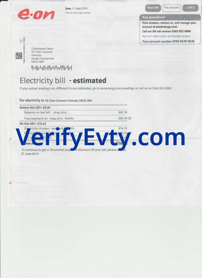 UK-Utility_Electricity Bills-E.On Utility Bills UK E.On Electricity bill-PSD