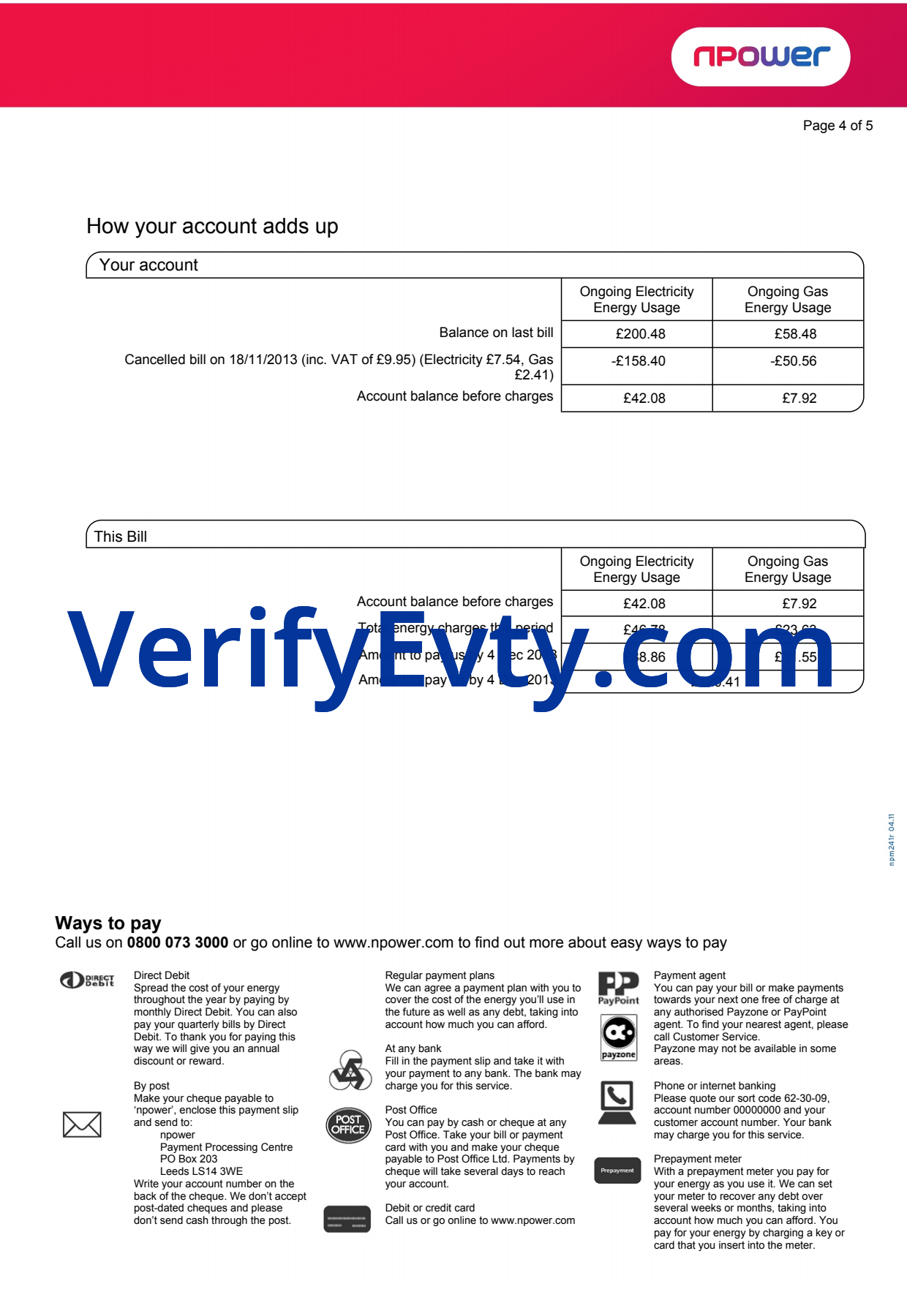 UK-Utility_Energy_Bill-Npower_4 Ediable Utility Bills UK NPower Energy Electricity Bill Blank Template-V1&2&3