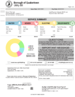 Ediable Utility Bills USA Pennsylvania Quakertown Energy Bill Blank Template
