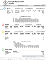 Ediable Utility Bills USA Pennsylvania Quakertown Energy Bill Blank Template
