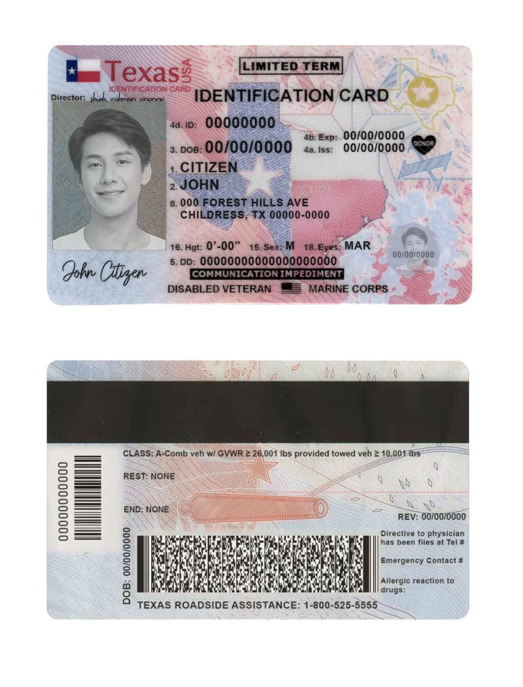 USA-Texas-ID(Front+back)