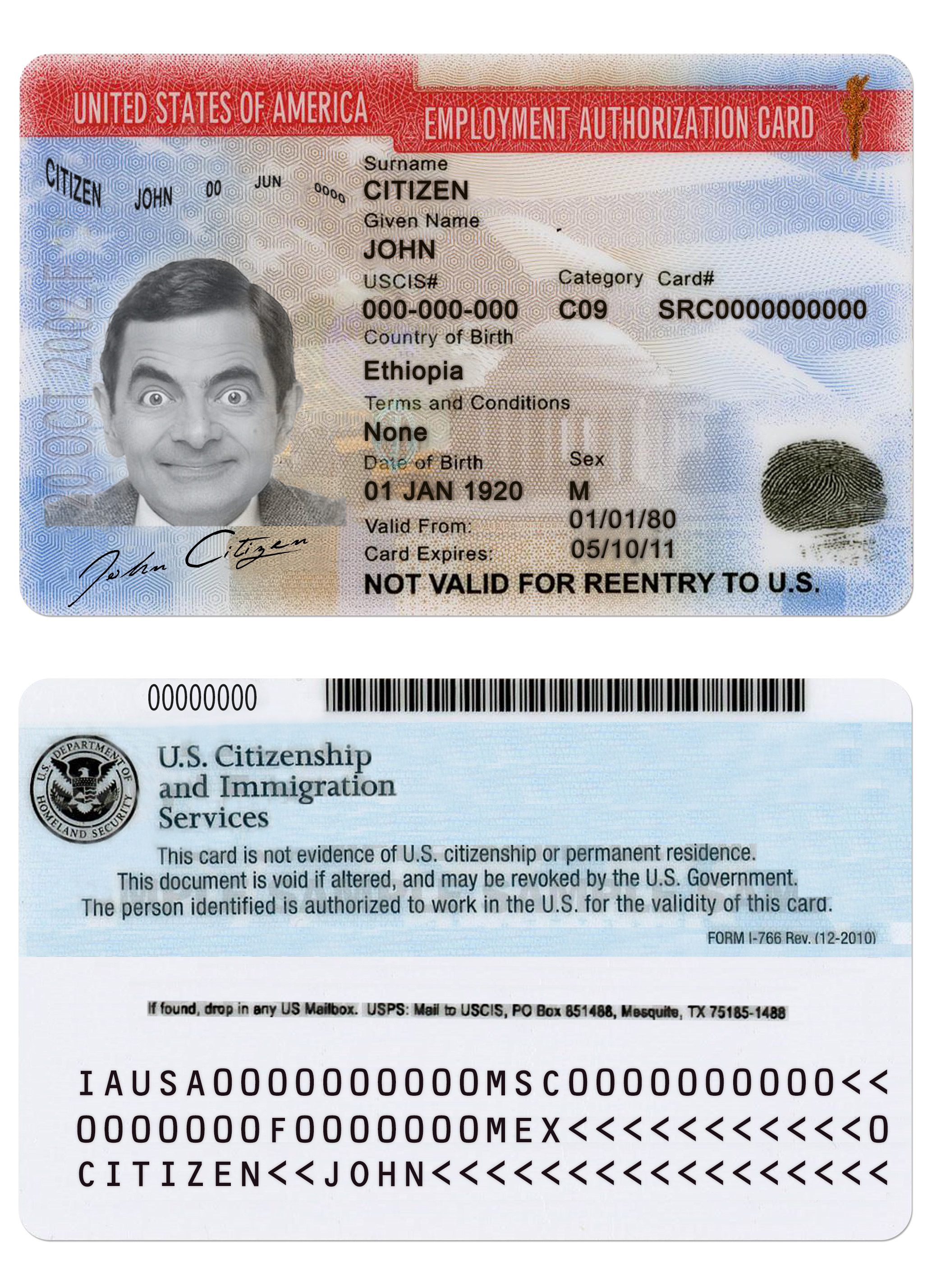 USA employment authorization card version 2 (2)