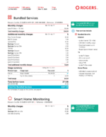 Ediable Utility Bills Canada Rogers Telecom Bill-Word&PDF Template