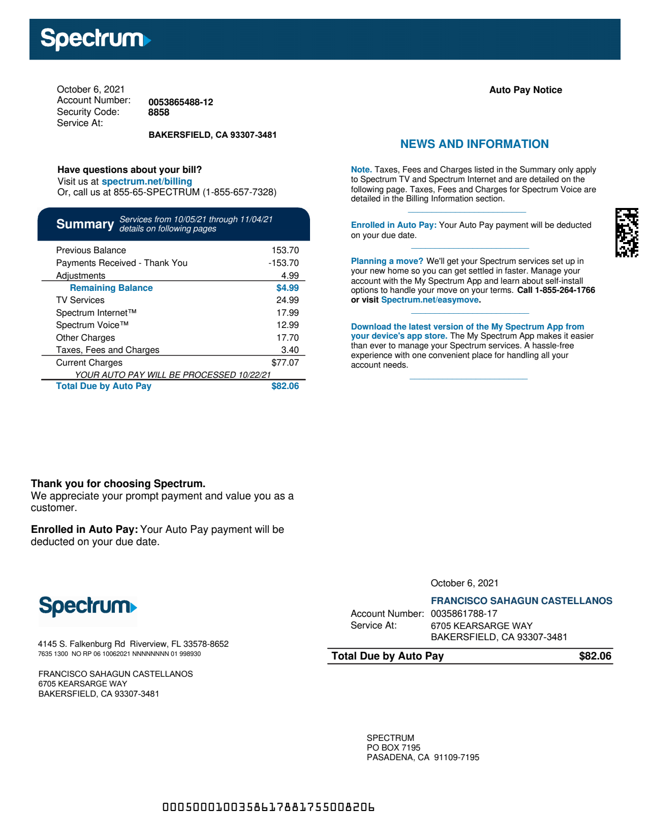 Utility Bills-Canada-Spectrum Bill-Word&PDF_1
