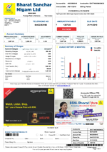 Ediable Utility Bills India BSNL Mobile Invoice Blank Template