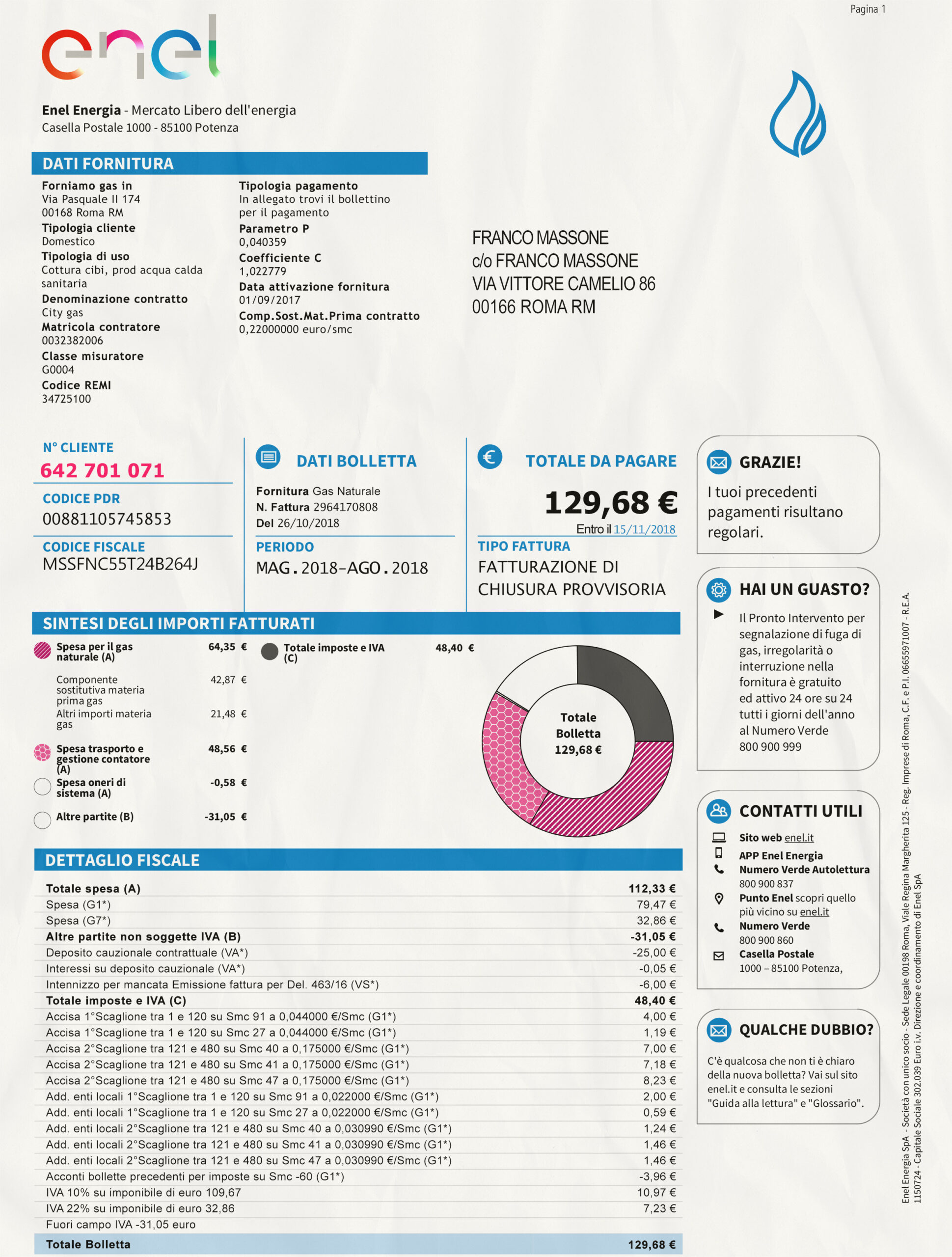 Utility Bills-Italy-Enel Energia Bill-PSD