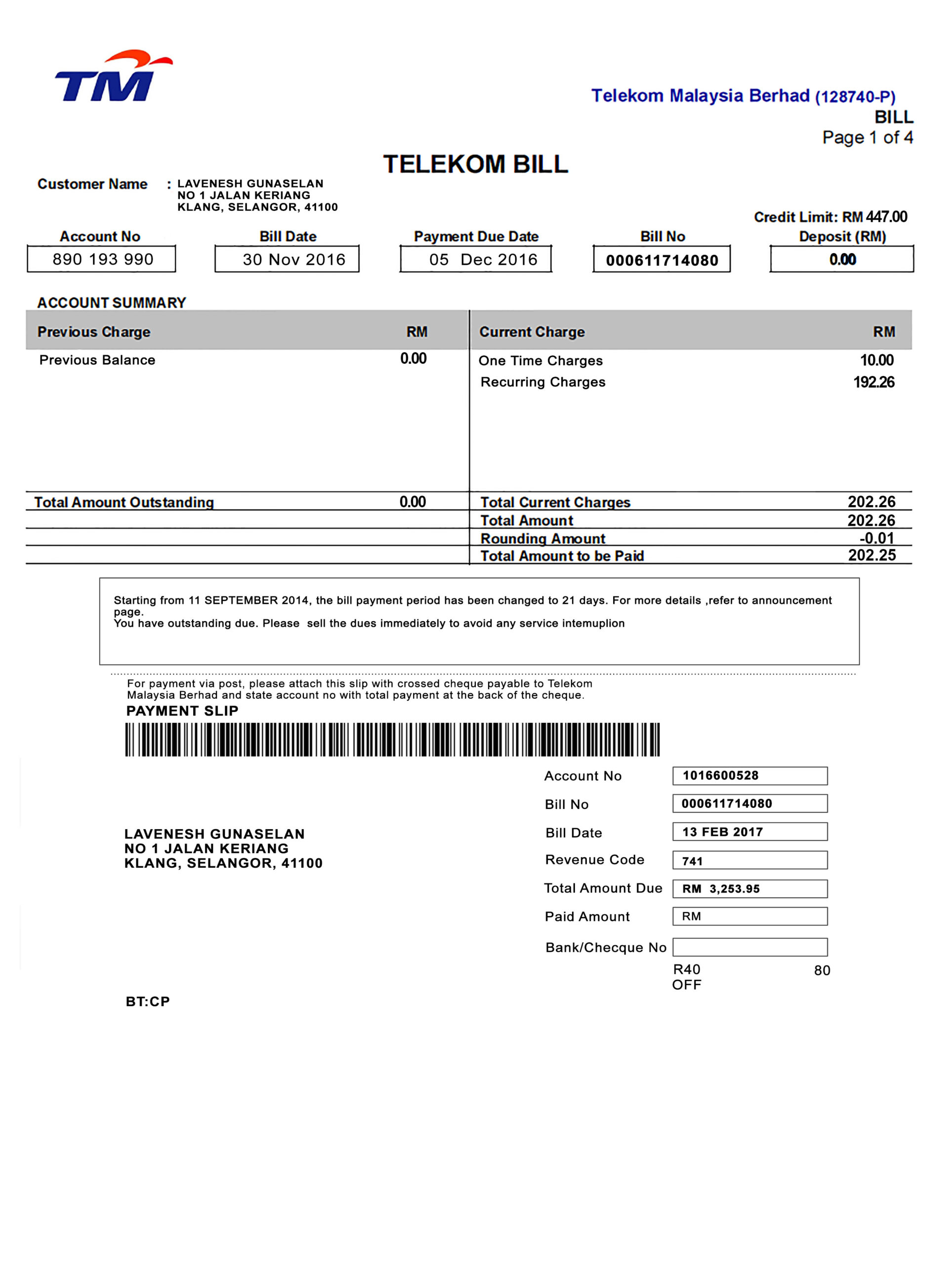 Utility Bills-Malaysia-Telekom Bill-PSD