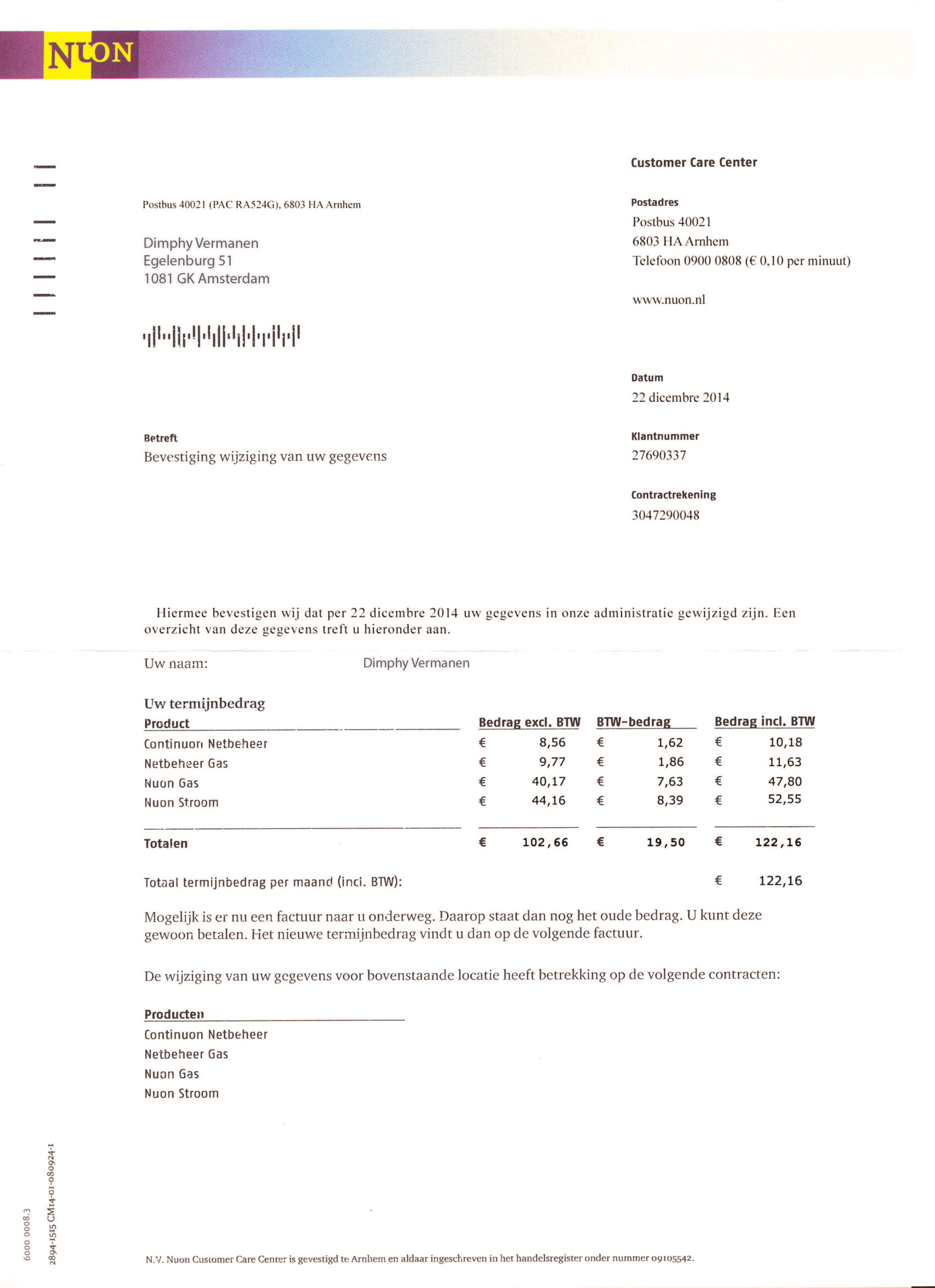 Utility Bills-Netherlands-NUON Gas Utility Bill-PSD