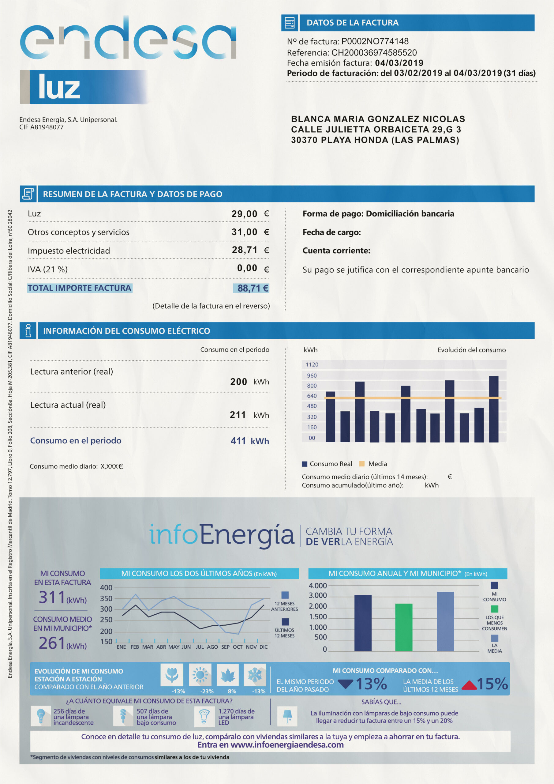 Utility Bills-Spanish-Endesa Electric Bill-PSD