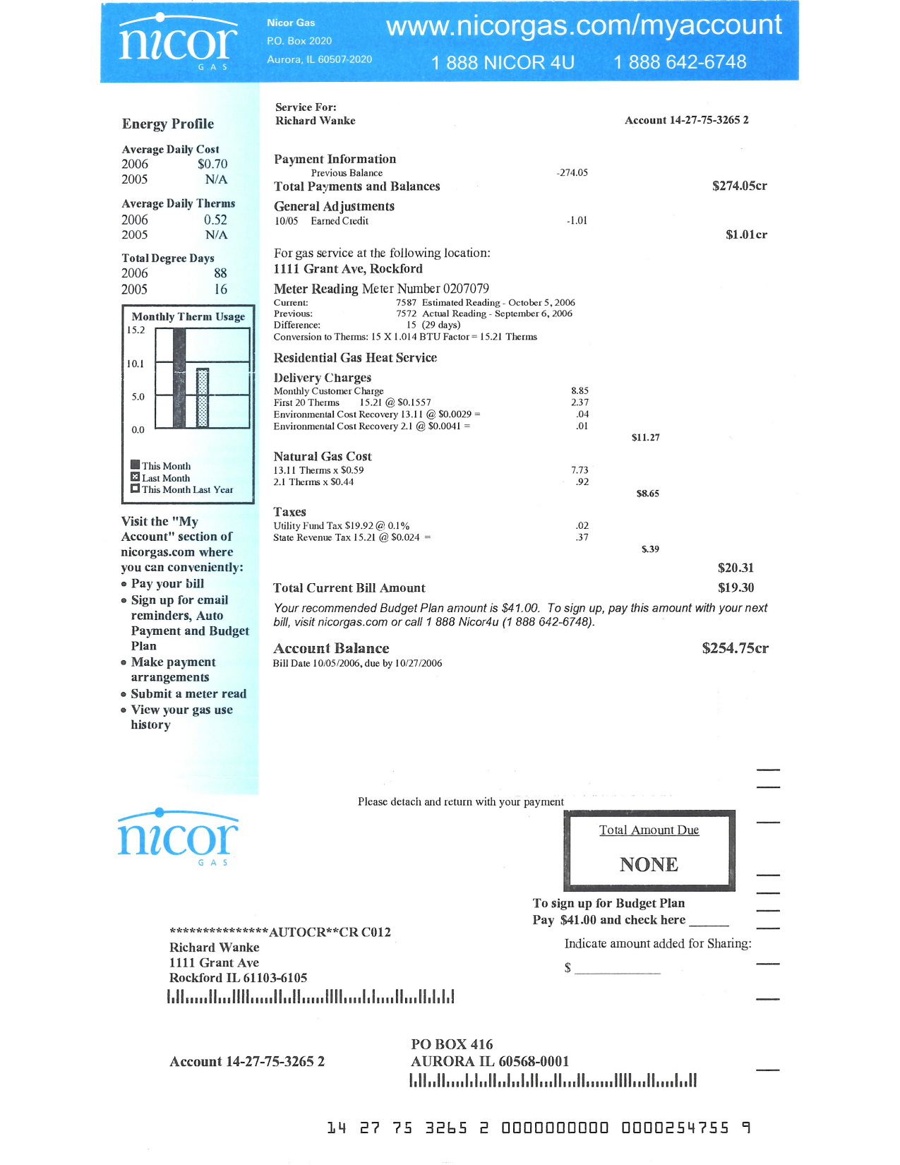 Utility Bills-US-Illinois-Nicor Gas bill-PDF_1 Ediable Utility Bills USA Illinois Nicor Gas bill Blank Template