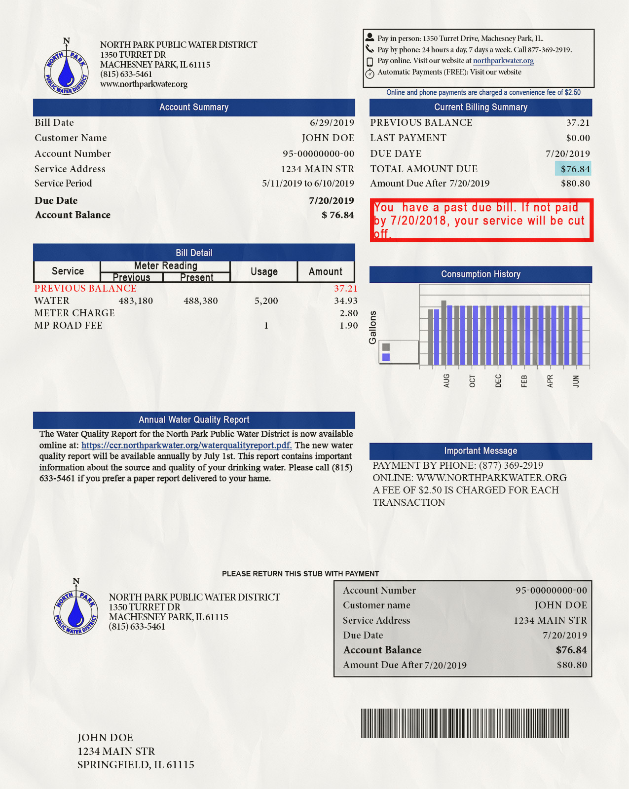 Utility Bills-USA-Illinois North Park Water Bills-PSD