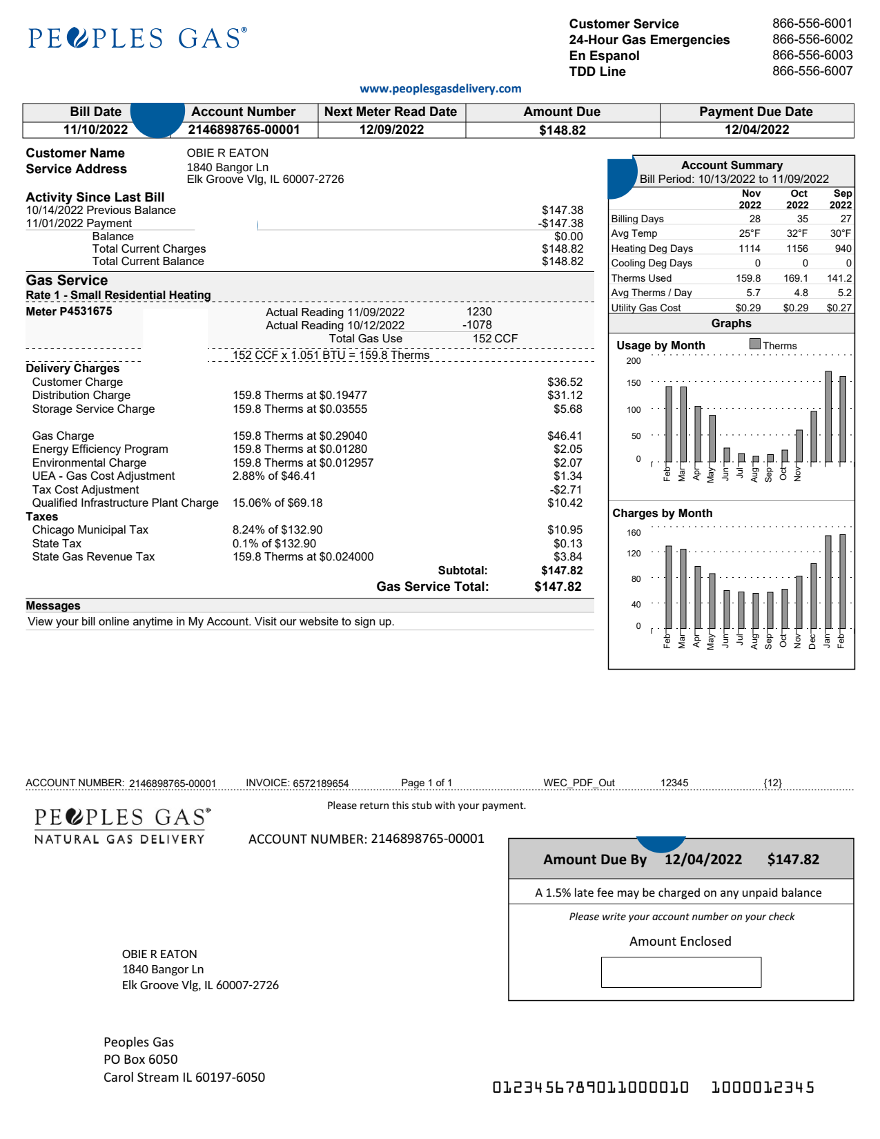 Utility Bills-USA-Illinois-Peoples Gas Utility Bill-Word&PDF_1