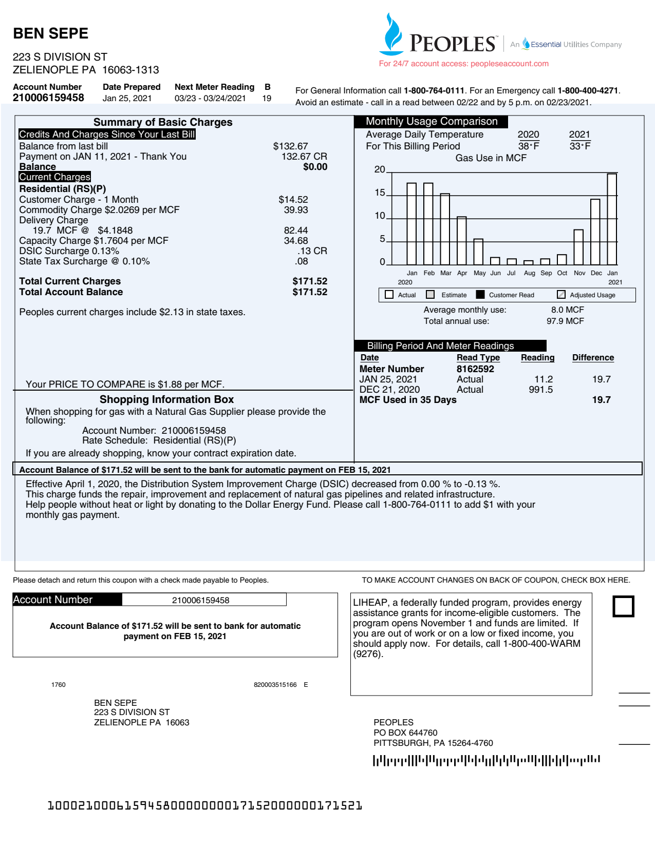 Utility Bills-USA-Pennsylvania Peoples Gas Utility Bill-Pdf and Word_1